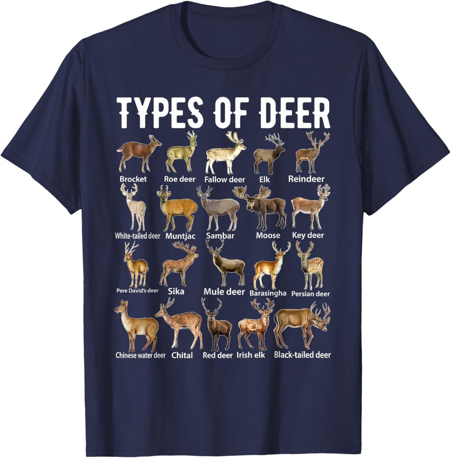 Types of Deer Shirt Deer Shirts Hunter Shirt Deer Hunting T-Shirt - T-Shirt | Navy