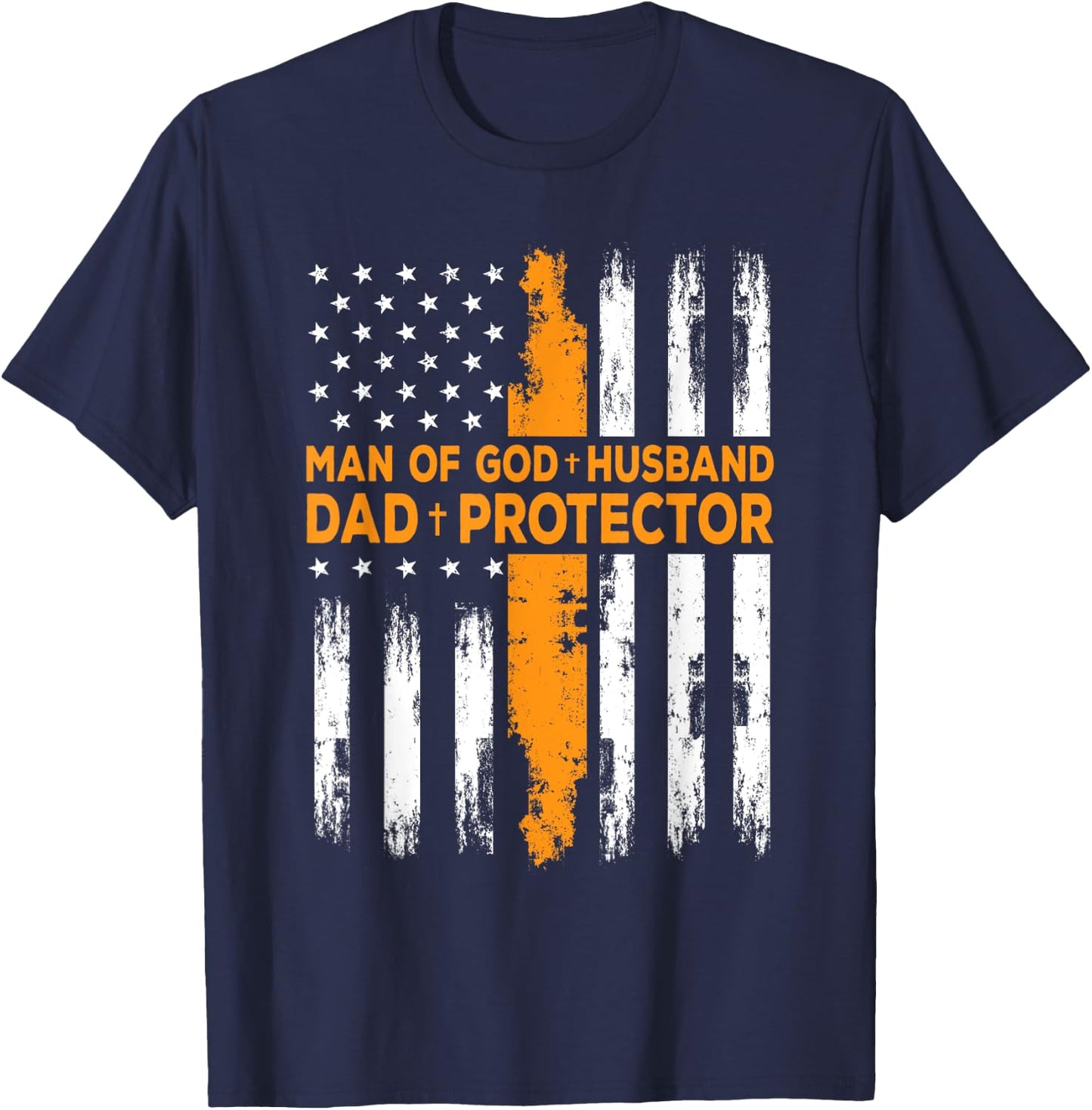 Jesus God Religious Man of God Husband Dad Protector T-Shirt - T-Shirt | Navy