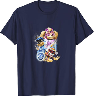 Kids PAW Patrol: The Mighty Movie Skye Chase Marshall Logo T-Shirt - T-Shirt | Navy