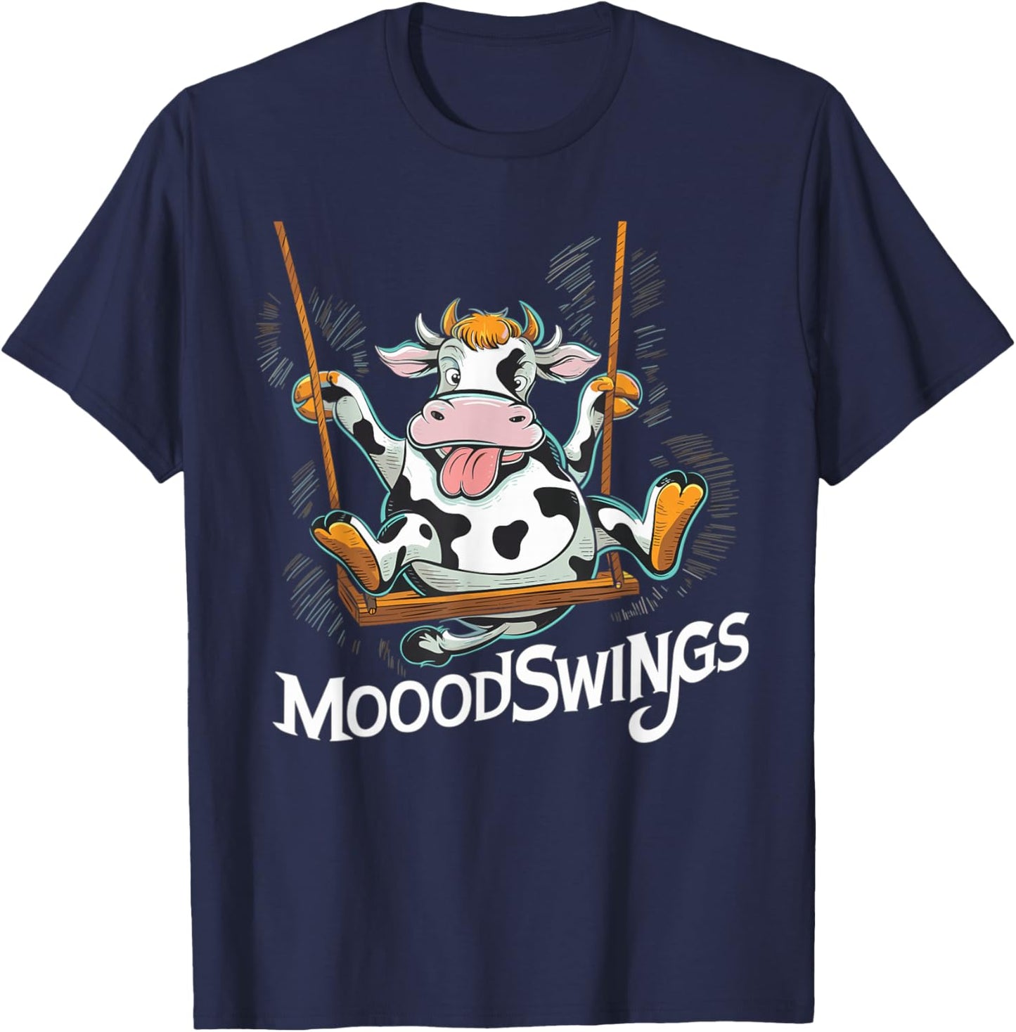 Funny Cow Mood Swings Pun T-Shirt - T-Shirt | Navy