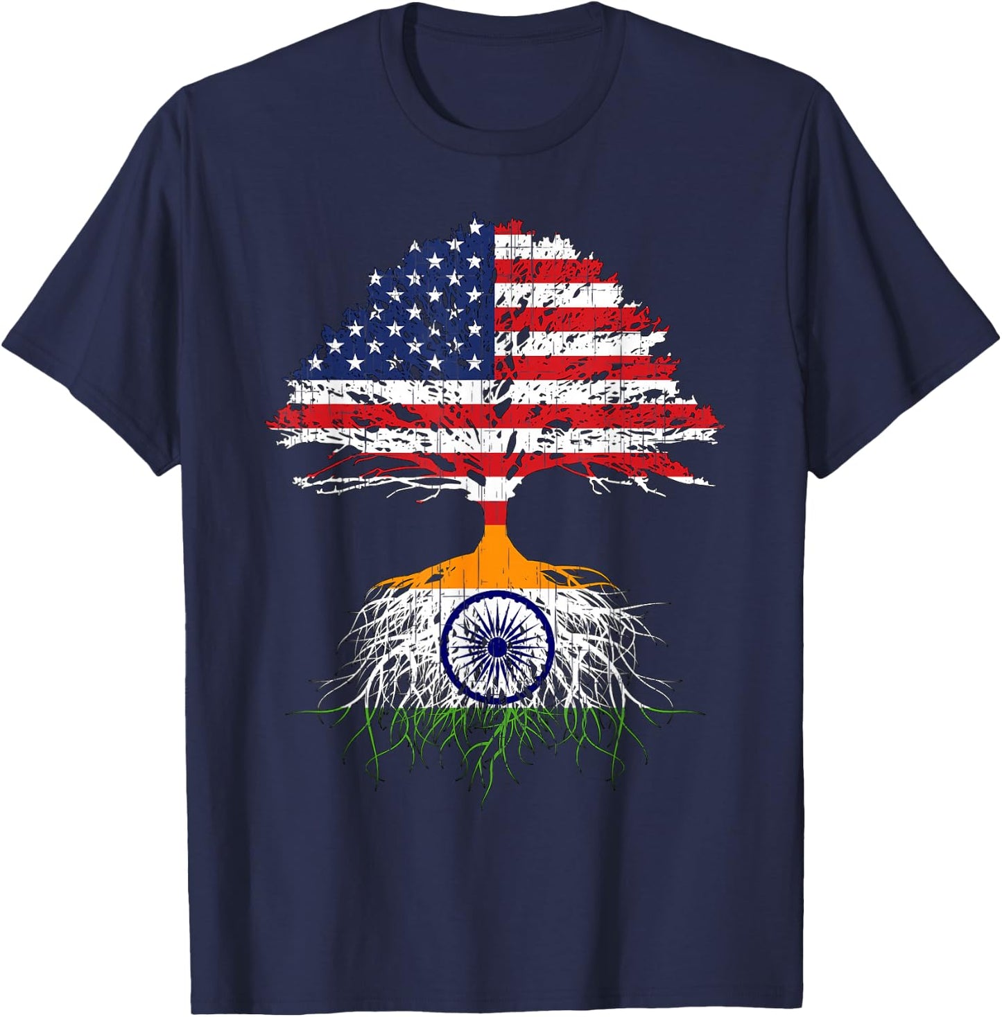India Roots Flag Shirt Naturalization Gift Person from India T-Shirt - T-Shirt | Navy