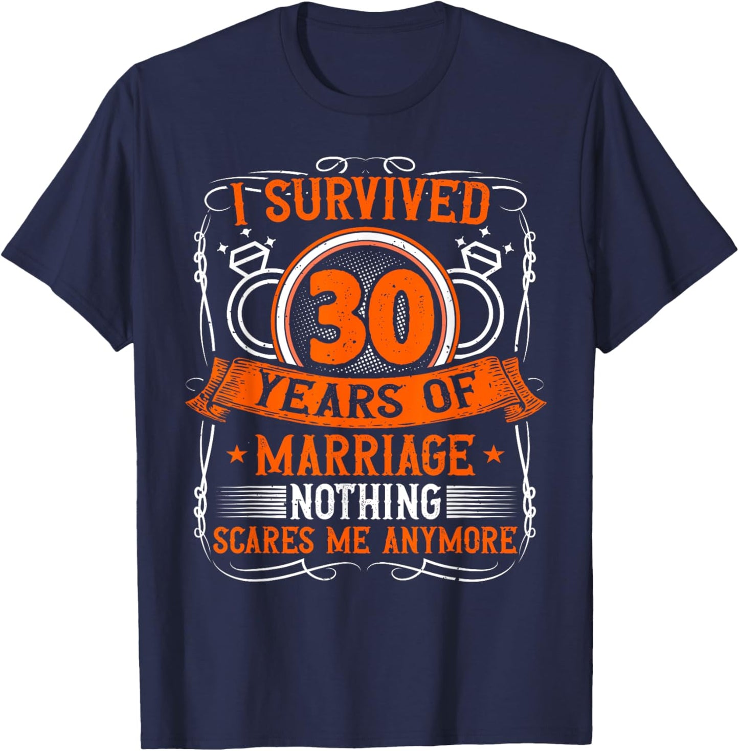 30th Wedding Anniversary, 30 Years Married, Husband & Wife T-Shirt - T-Shirt | Navy