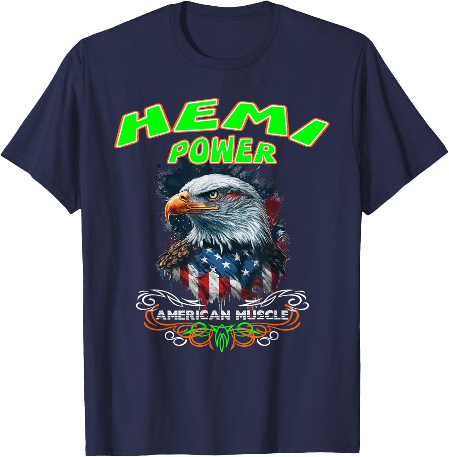 392 Hemi Power Patriotic Eagle Muscle Car Design T-Shirt - T-Shirt | Navy