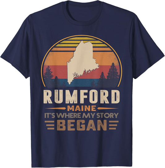 Vintage Rumford Maine Hometown My Story Began T-Shirt - T-Shirt | Navy