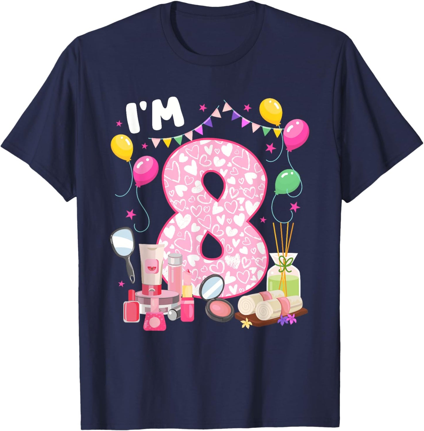 8 Year Old Birthday Spa Lover 8th Spa Themed Party T-Shirt - T-Shirt | Navy