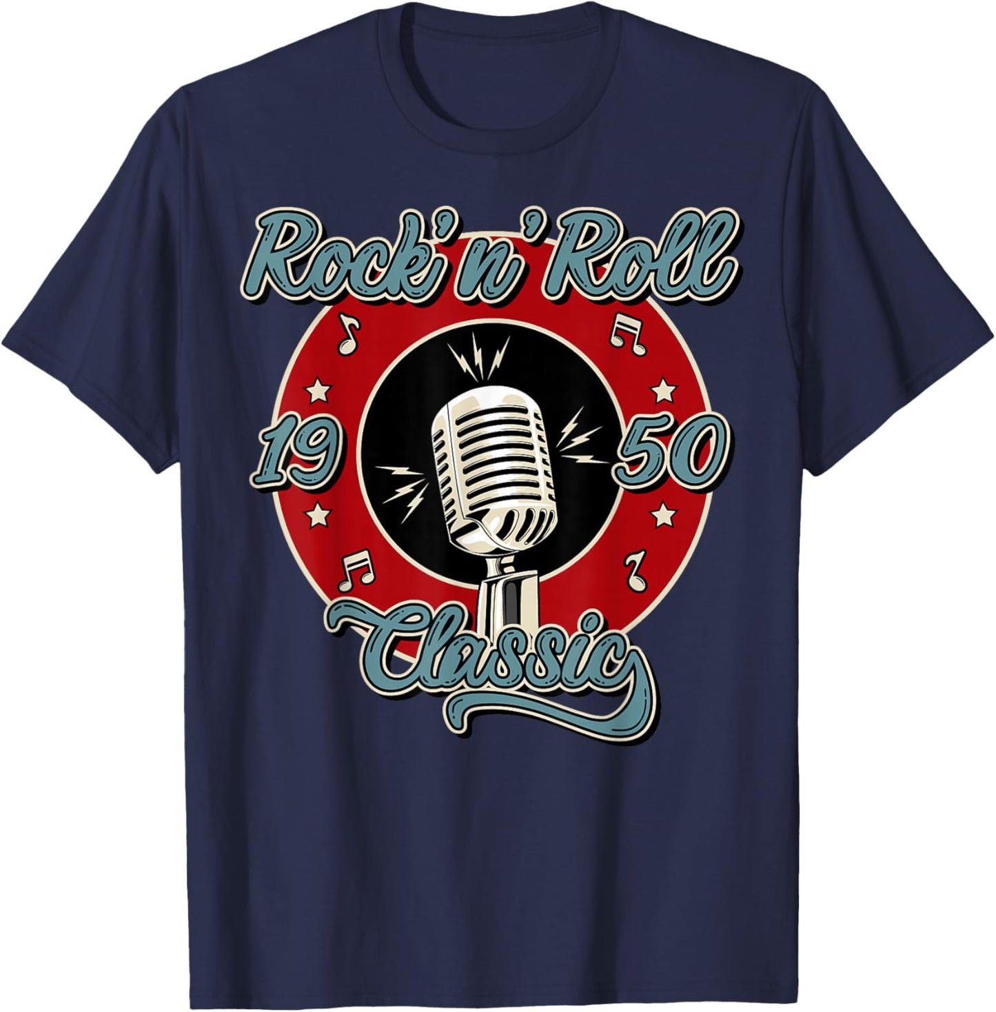 50s Rockabilly Clothing 1950s Sock Hop Swing Greaser Rocker T-Shirt - T-Shirt | Navy
