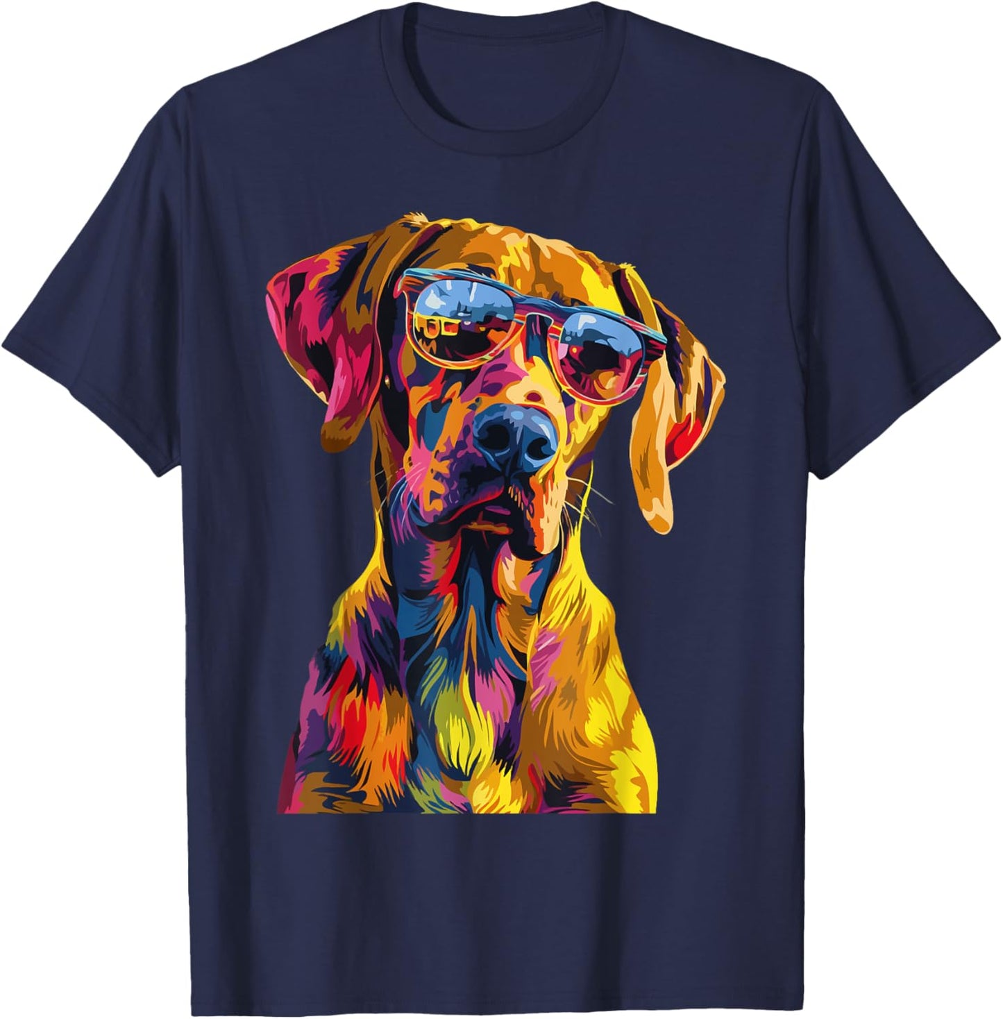 Rhodesian Ridgeback Lovers Pop Art Funny Rhodesian Ridgeback T-Shirt - T-Shirt | Navy