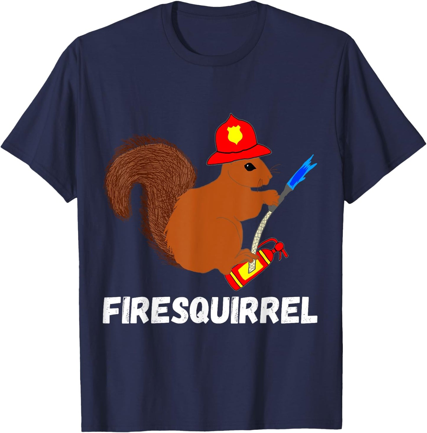 Firefighter Squirrel Funny Fire Fighter Rodent Fireman T-Shirt - T-Shirt | Navy