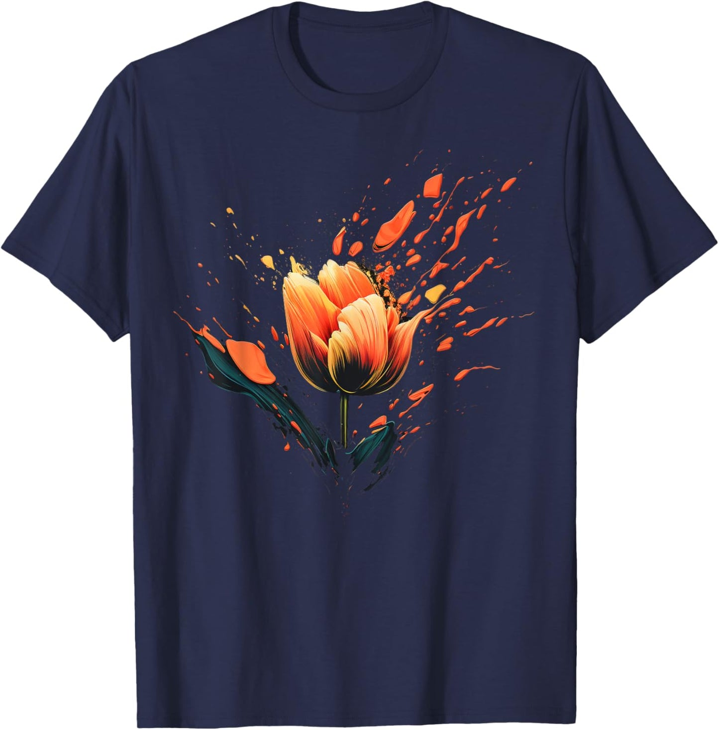 Shattered Tulip flower with Tulip petals T-Shirt - T-Shirt | Navy