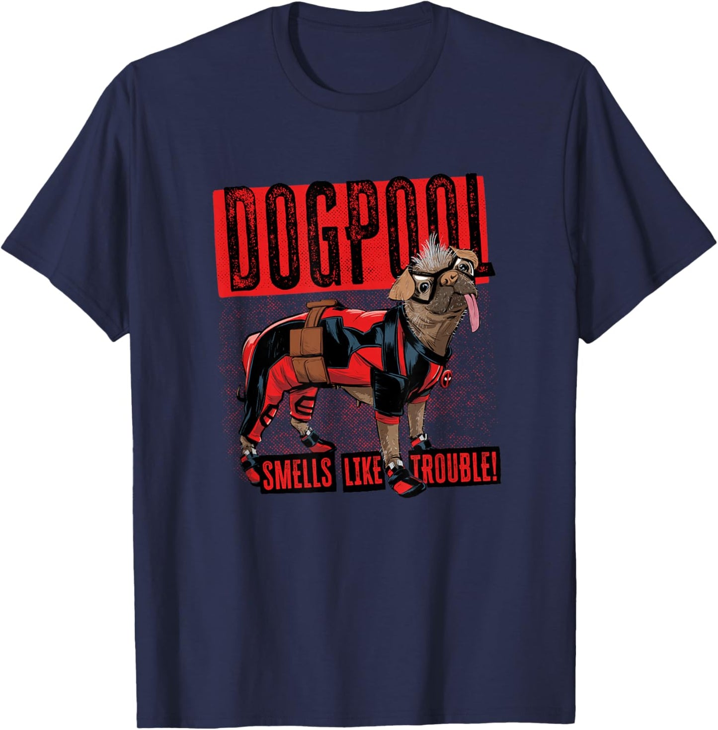 Marvel Studios Deadpool & Wolverine Dogpool Smells Trouble T-Shirt - T-Shirt | Navy