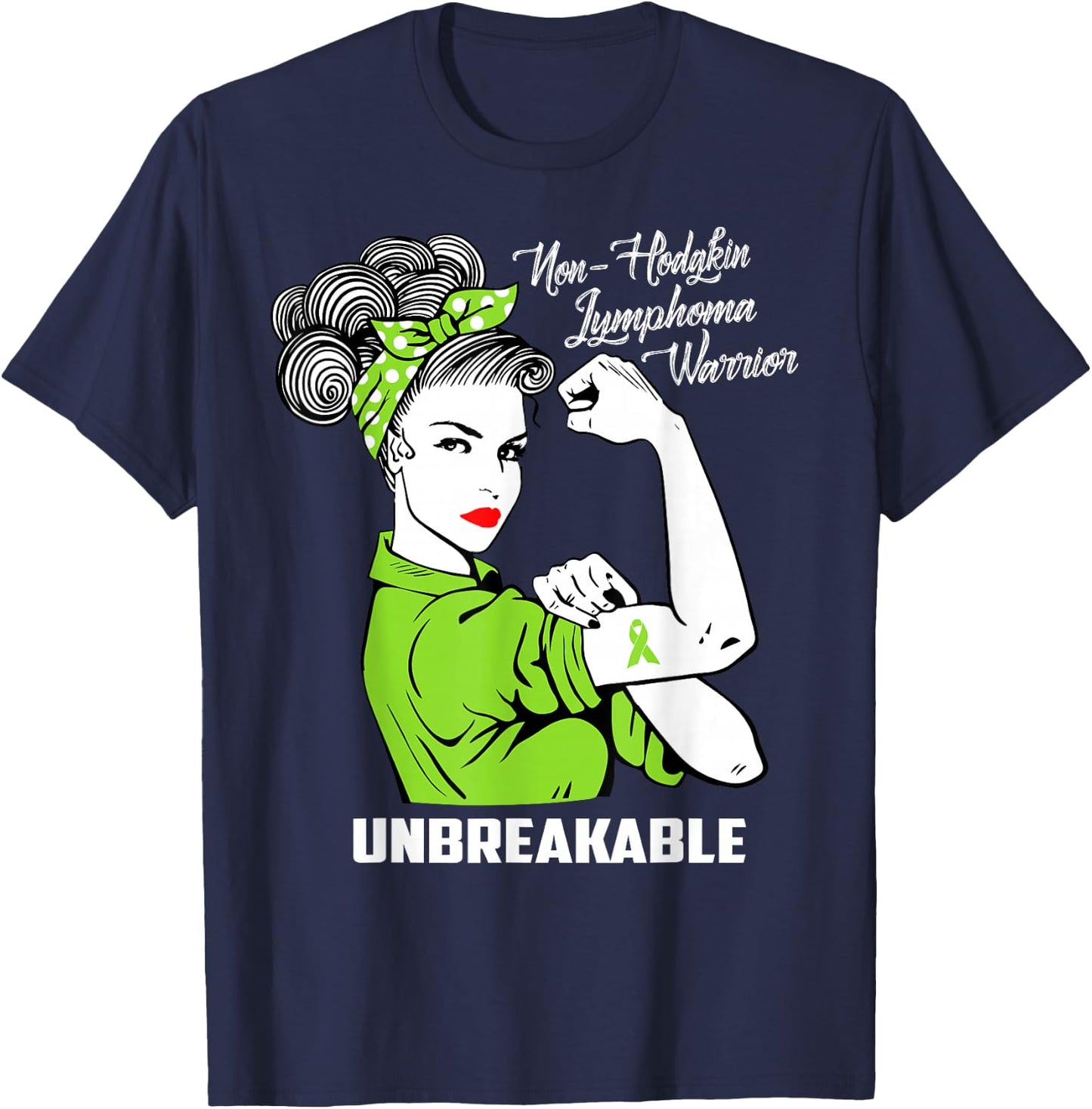 Non-Hodgkin Lymphoma Warrior Unbreakable Awareness T-Shirt - T-Shirt | Navy