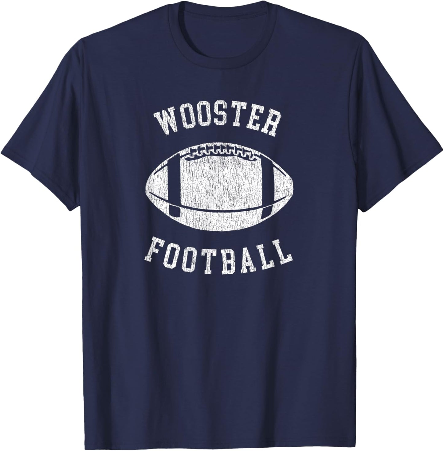 Wooster Football Distressed Vintage 80's Throwback Classic T-Shirt - T-Shirt | Navy