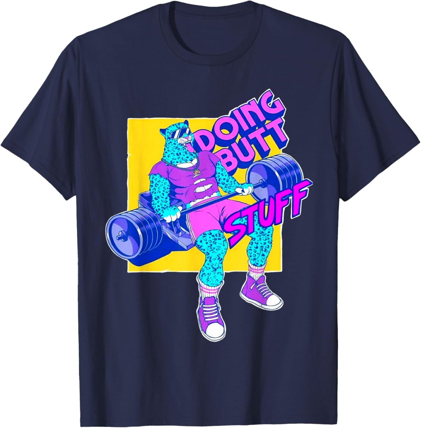 Funny Doing Stuff Workout Bodybuilding Fitness Gym Muscle T-Shirt - T-Shirt | Navy
