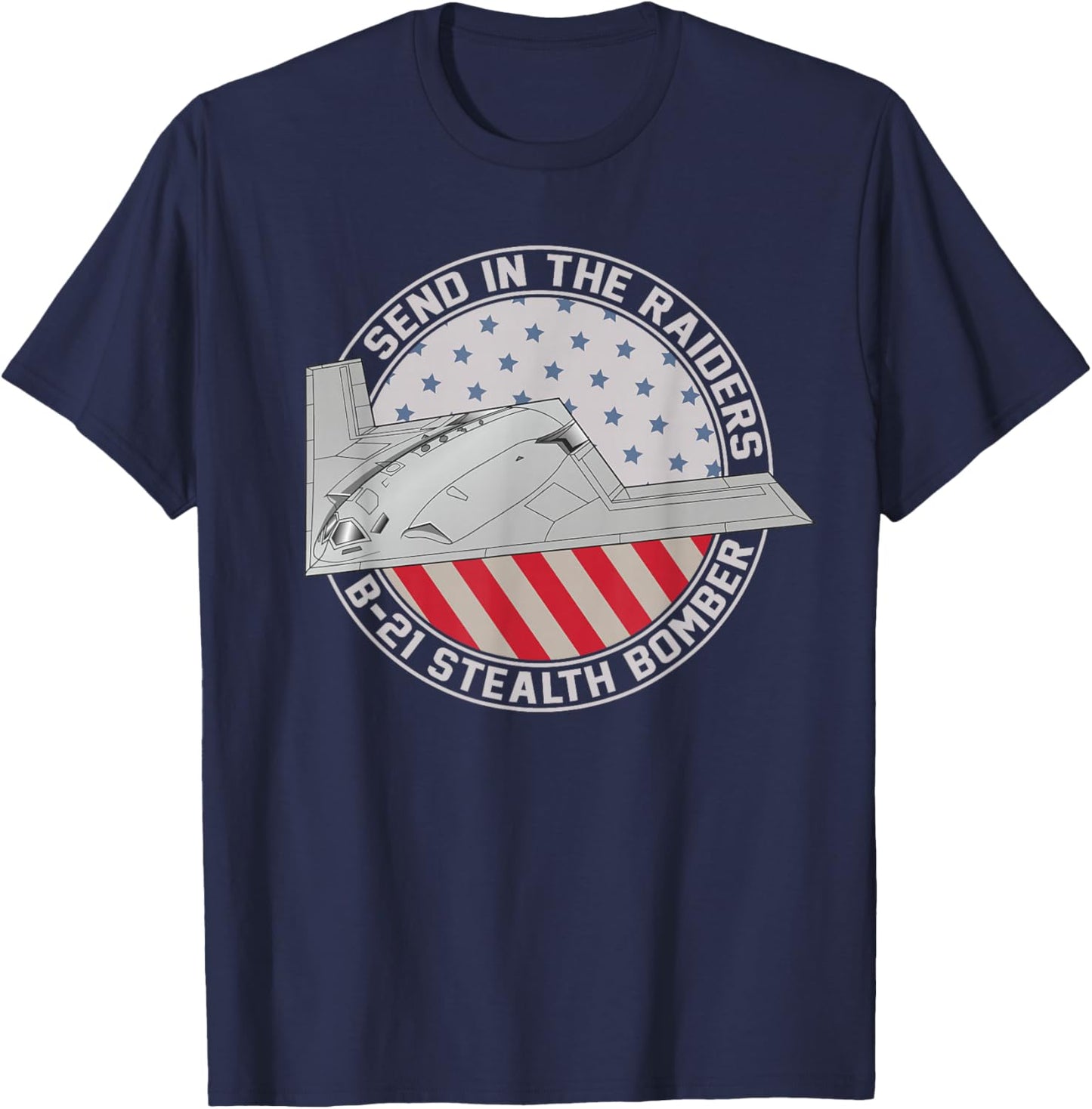 US B-21 Raider Stealth Bomber Military Aircraft American B21 T-Shirt - T-Shirt | Navy