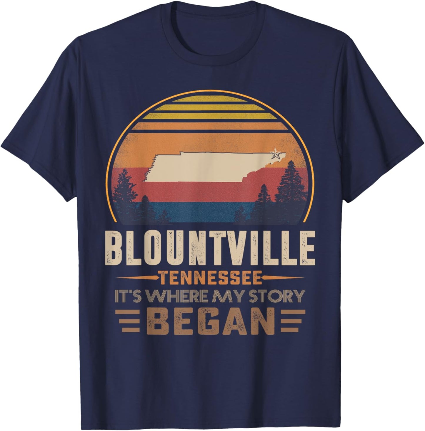 Vintage Blountville Tennessee Homtown My Story Began T-Shirt - T-Shirt | Navy
