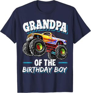 Grandpa of the Birthday Boy Monster Truck Birthday Party T-Shirt - T-Shirt | Navy
