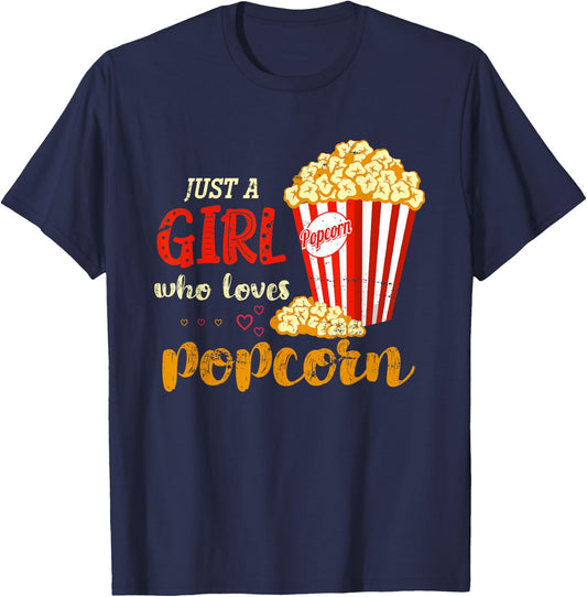 Cinema Food Snack Lover Girls Women Gift Popcorn T-Shirt - T-Shirt | Navy