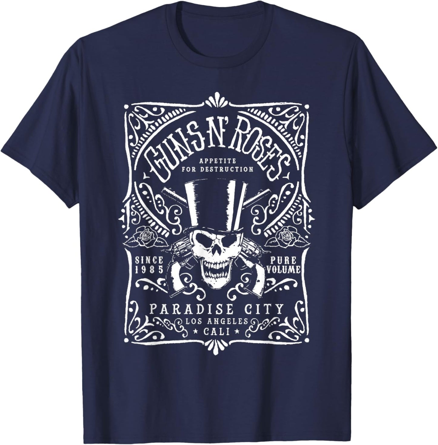 Official Guns N' Roses Paradise City Label T-Shirt - T-Shirt | Navy