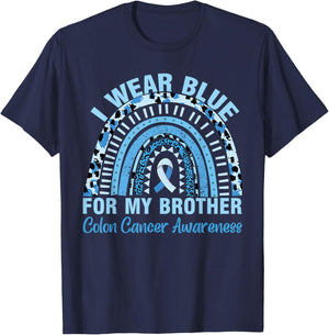 I Wear Blue For My Brother Colon Colorectal Cancer Awareness T-Shirt - T-Shirt | Navy