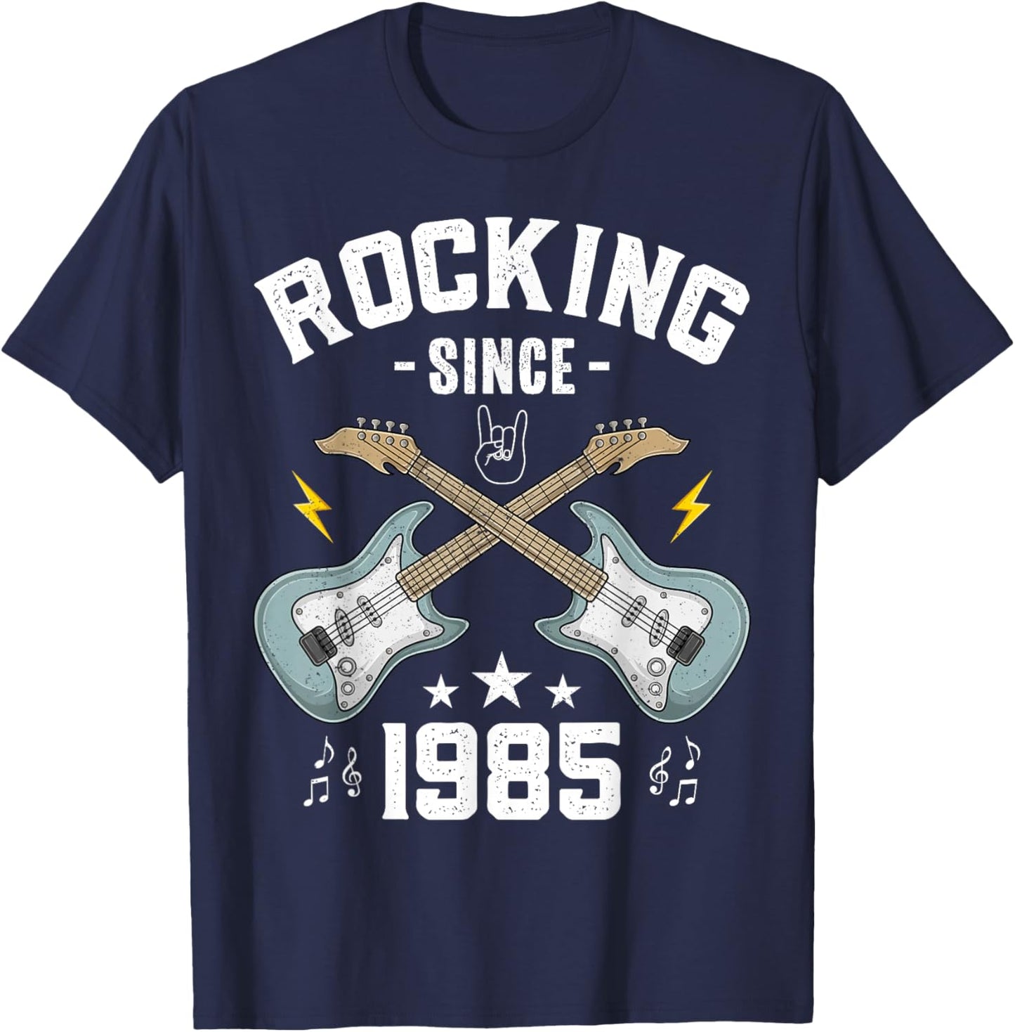 Rocking Since 1985 Vintage Guitar 40th Birthday T-Shirt - T-Shirt | Navy