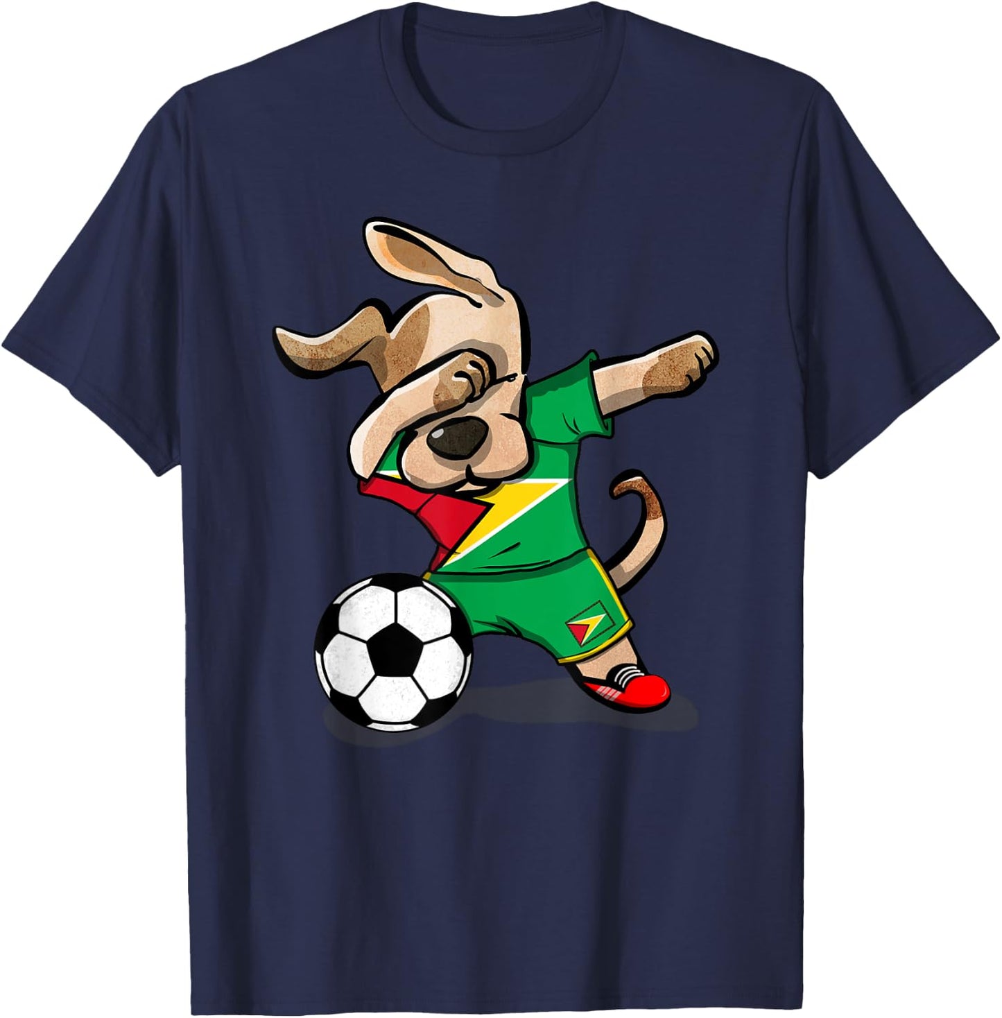 Dog Dabbing Guyana Soccer Jersey Shirt Guyanese Football Men Women Kids T-Shirt - T-Shirt | Navy