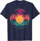 Retro 80s Vaporwave Aesthetic Palm Trees Sunset 90s Art T-Shirt - T-Shirt | Navy