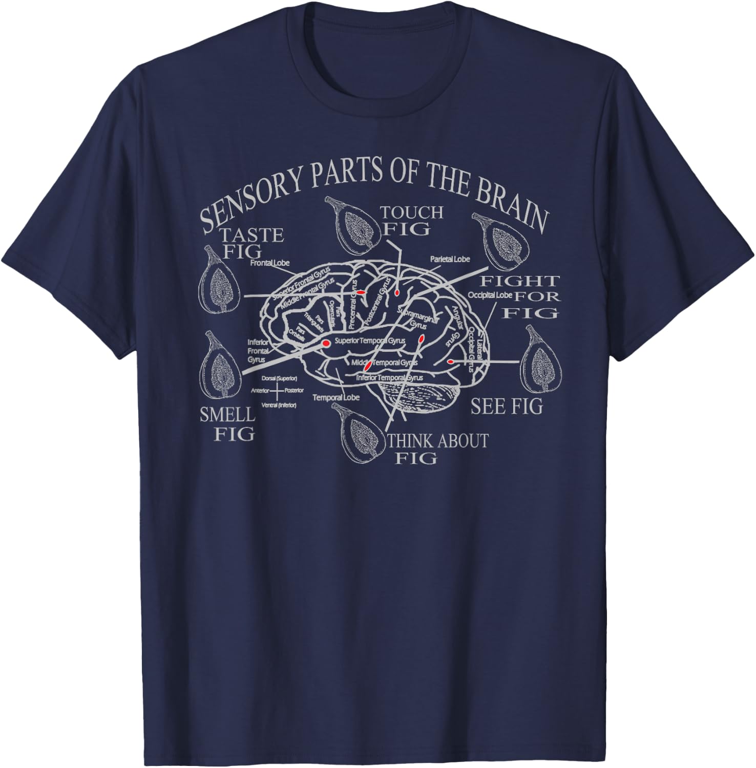Fig Eater Brain Stimulation Fig Fruit Funny Sayings Novelty T-Shirt - T-Shirt | Navy