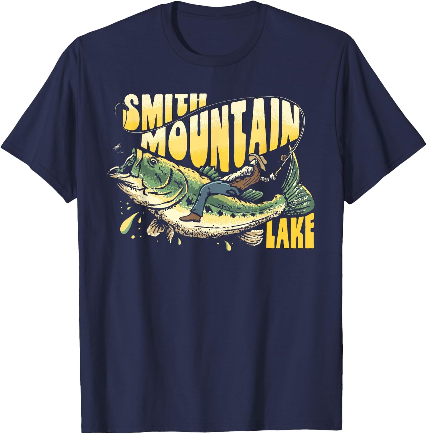 Smith Mountain Lake Virginia Striped Bass Fishing Rodeo T-Shirt - T-Shirt | Navy
