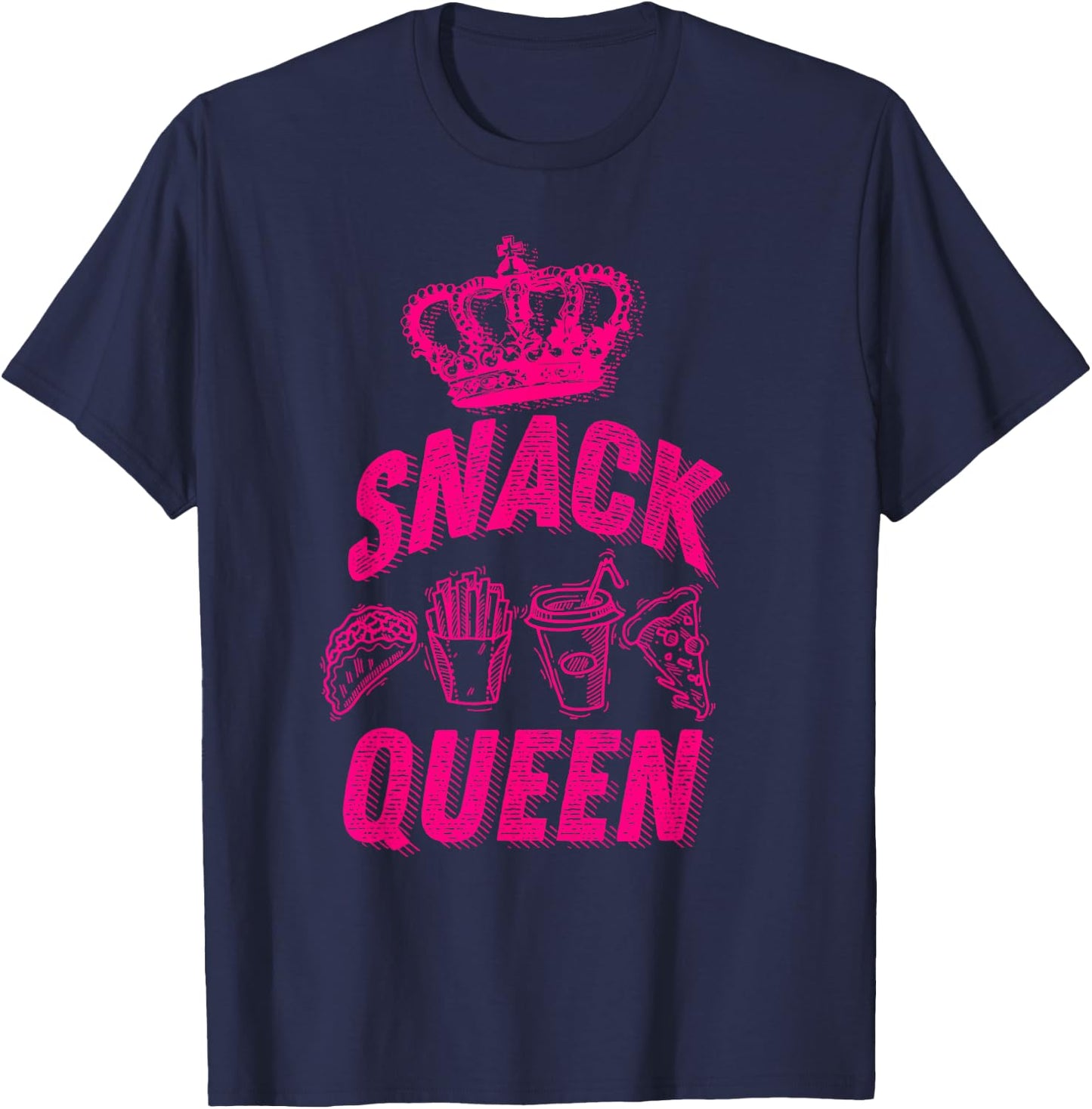 Snack Queen Shirt | Cool I Love Midnight Snack Boy Girl Gift T-Shirt - T-Shirt | Navy