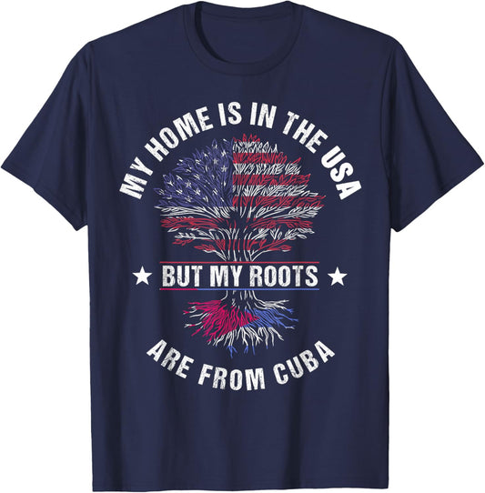 Cuban American Country Heritage Month Patriot Flags T-Shirt - T-Shirt | Navy