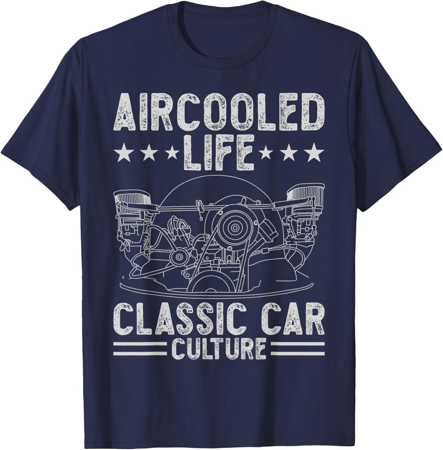 Funny Classic Air cooled Car Engine vdub Air-cooled Life T-Shirt - T-Shirt | Navy