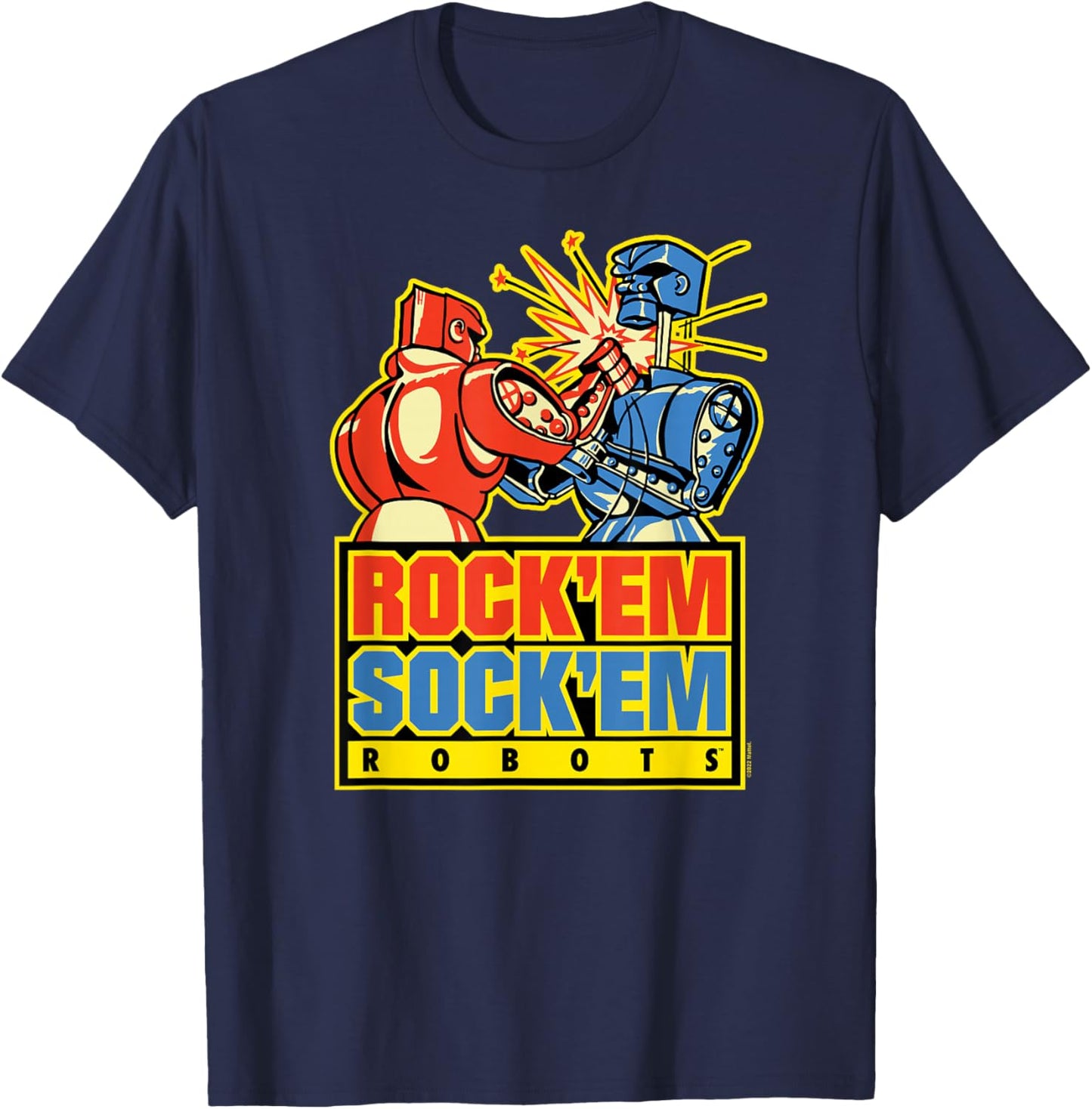 Rock'Em Sock'Em - Logo With Robots T-Shirt - T-Shirt | Navy