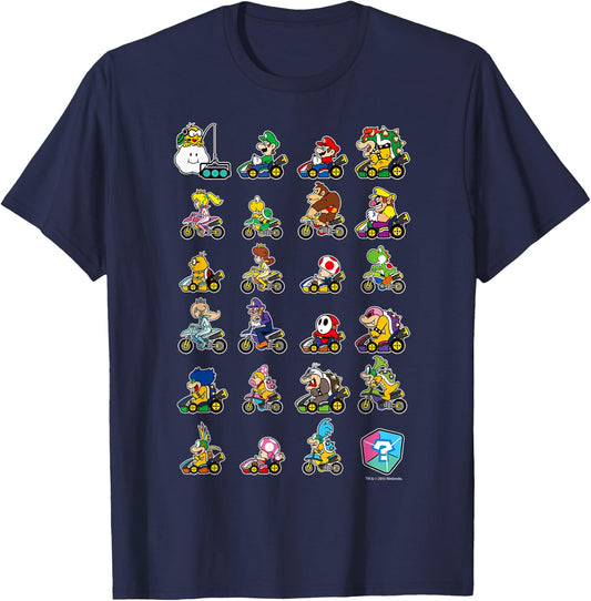 Mario Kart Character Stacks T-Shirt - T-Shirt | Navy