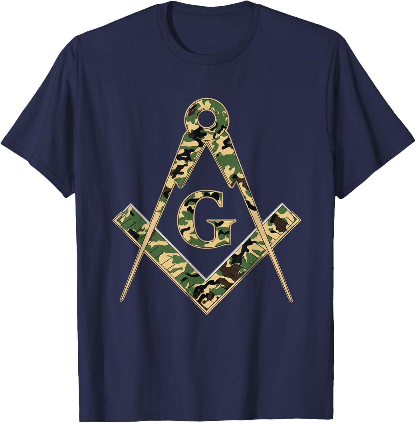 Mason Square Compass Camouflage Masonic T-Shirt - T-Shirt | Navy