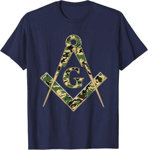 Mason Square Compass Camouflage Masonic T-Shirt - T-Shirt | Navy