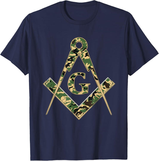 Mason Square Compass Camouflage Masonic T-Shirt - T-Shirt | Navy