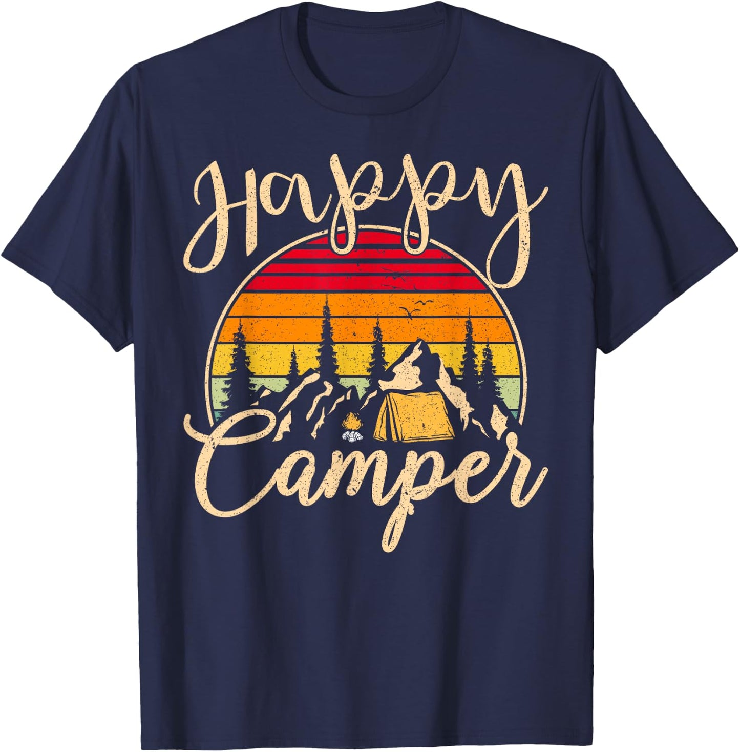 Funny Camper Outdoor Activity Camping Lover Happy Camper T-Shirt - T-Shirt | Navy