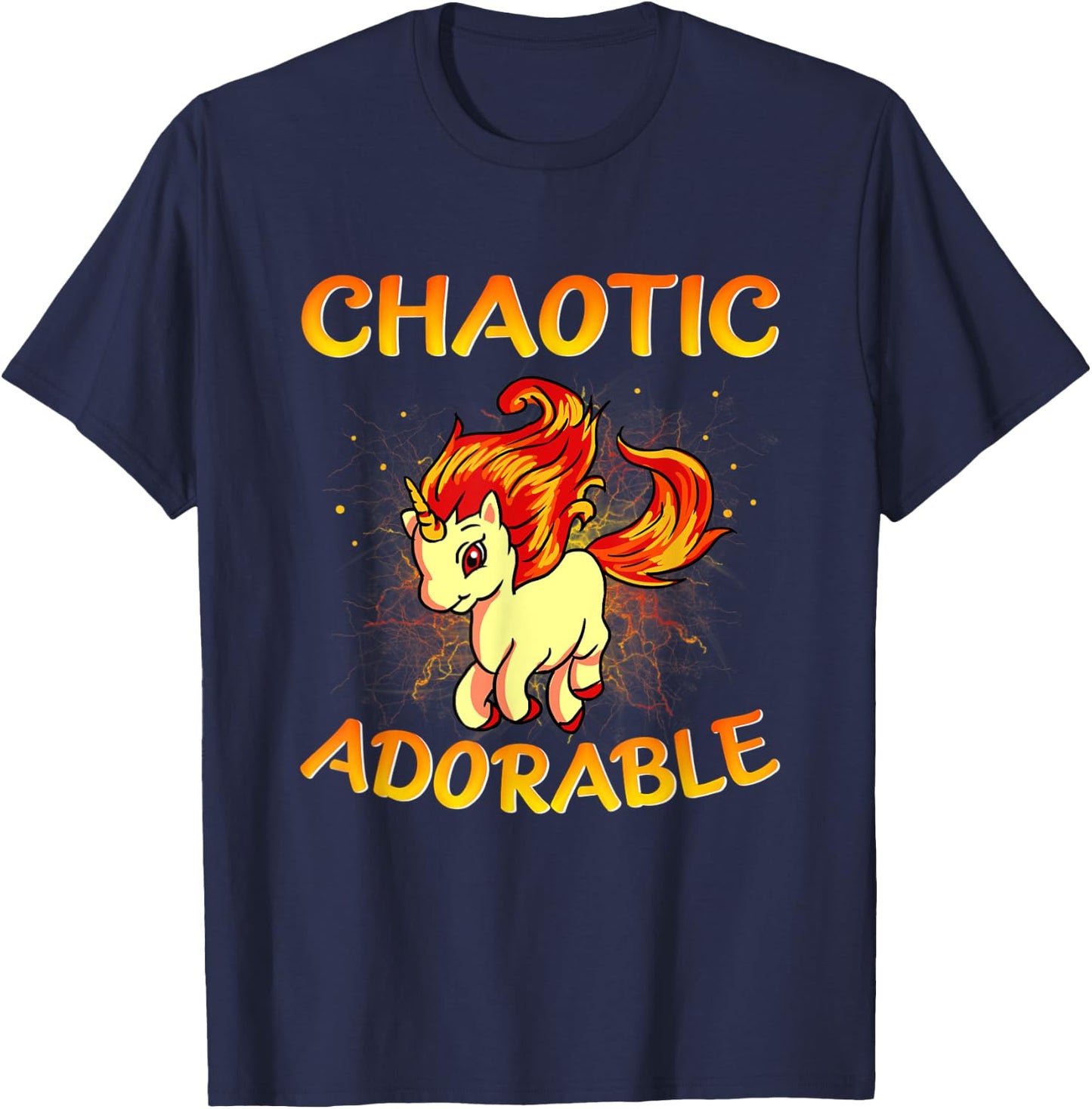 Funny Design for Unicorn Enthusiasts Chaotic Adorable T-Shirt - T-Shirt | Navy