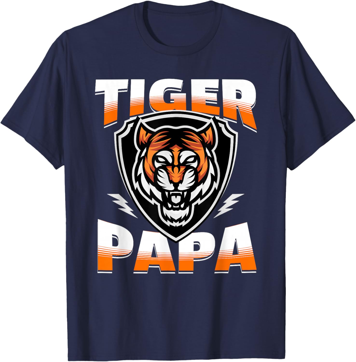 Tiger Papa Game Day Print for Grandpa with Tigers Mascot T-Shirt - T-Shirt | Navy