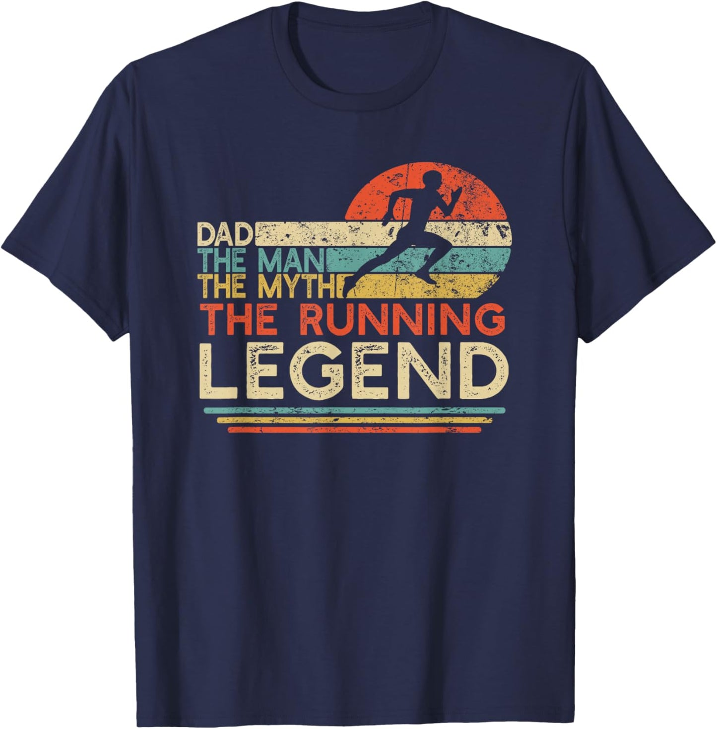 Vintage Running Dad The Man The Myth The Legend Runner Gift T-Shirt - T-Shirt | Navy