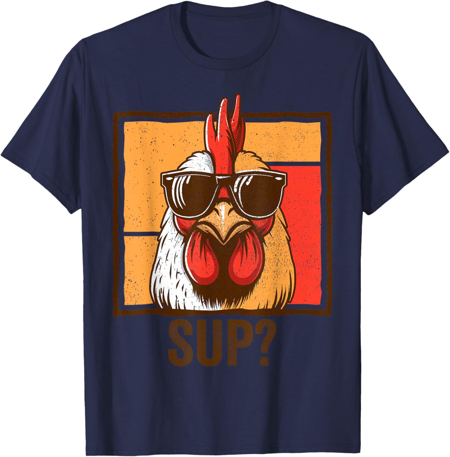 Cool Chicken Wearing Sunglasses Funny Farmer Men Women T-Shirt - T-Shirt | Navy