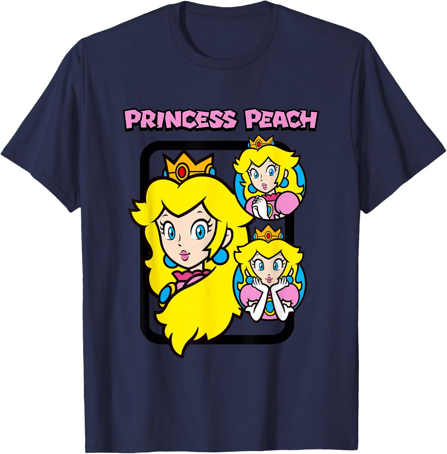 Super Mario Bros Princess Peach Power Up Vintage T-Shirt - T-Shirt | Navy