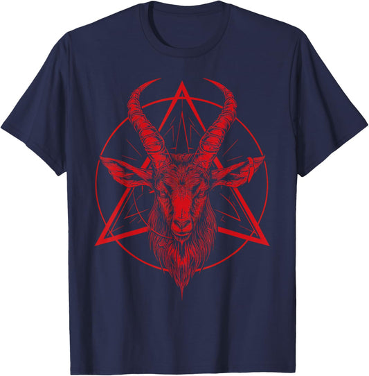 Satanic Goat Baphomet Satanist Halloween Metal Satanismus T-Shirt - T-Shirt | Navy