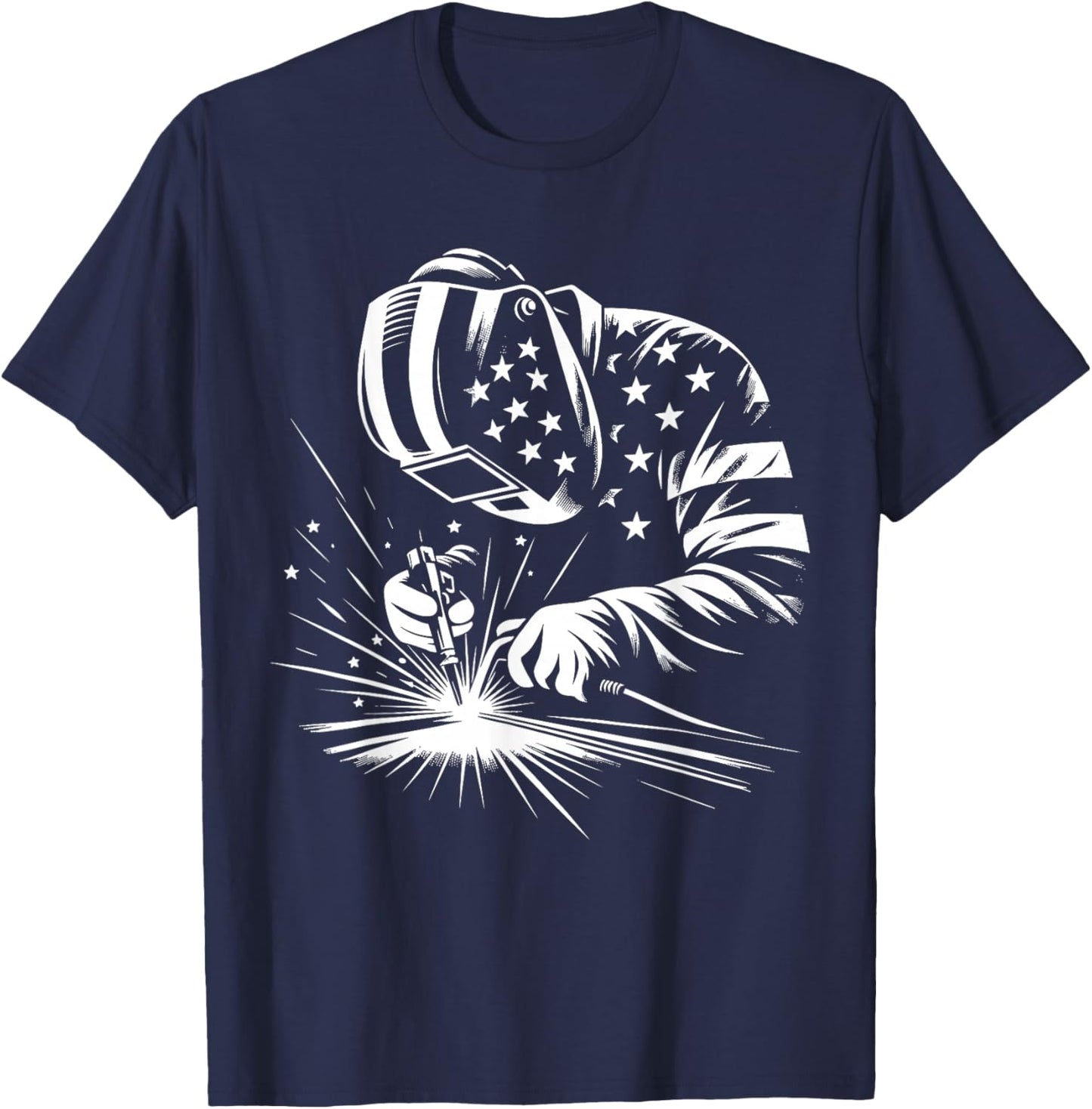 Welder American Flag USA Patriotic Welding Welder T-Shirt - T-Shirt | Navy