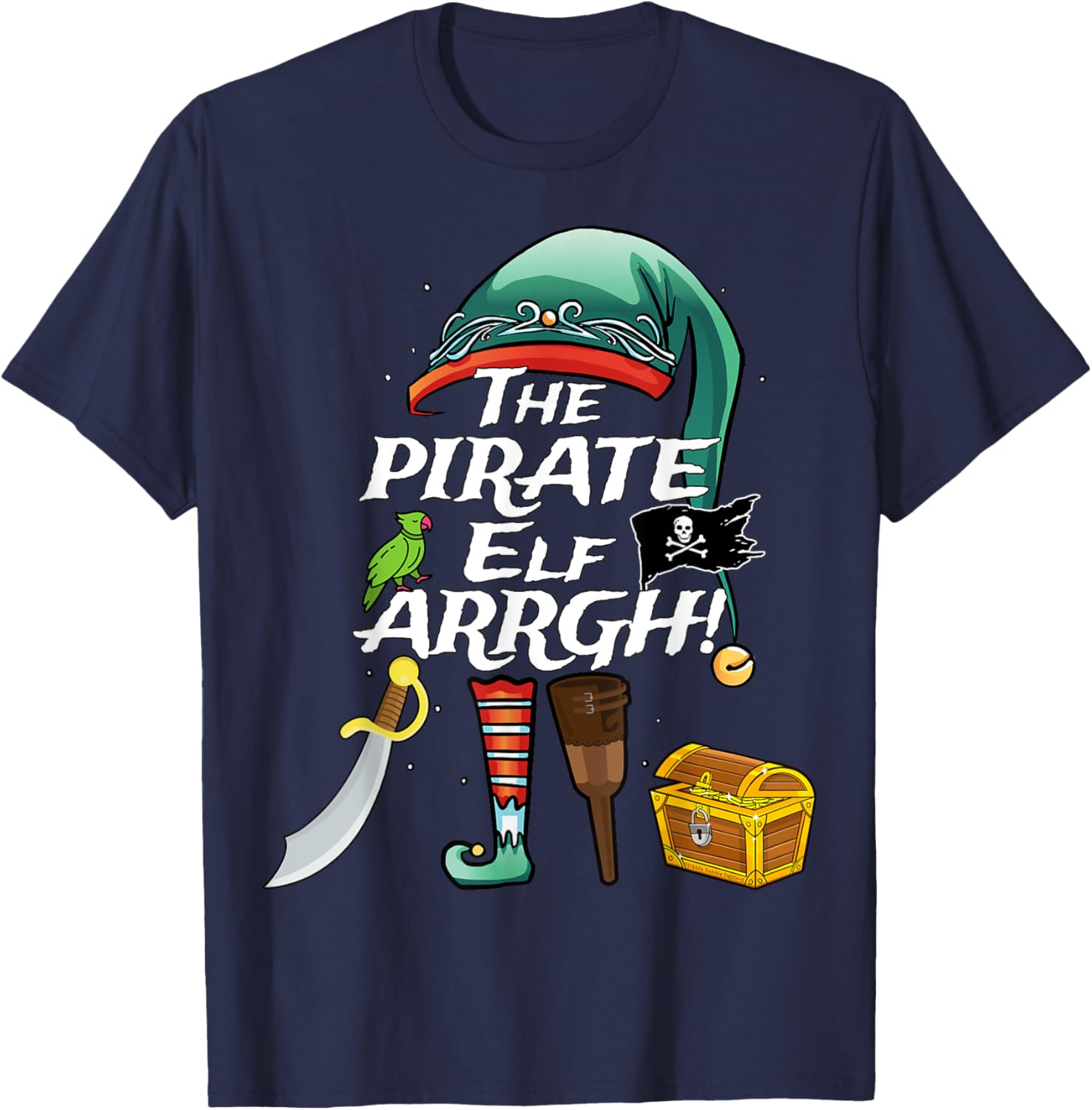 The Pirate Elf ARRGH Matching Family Christmas Pirate T-Shirt - T-Shirt | Navy