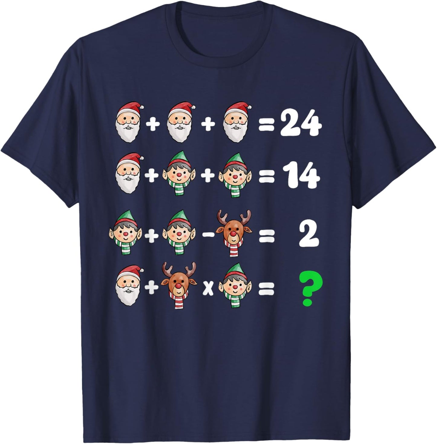 Order of Operations Quiz Christmas Math Teacher Xmas Math T-Shirt - T-Shirt | Navy