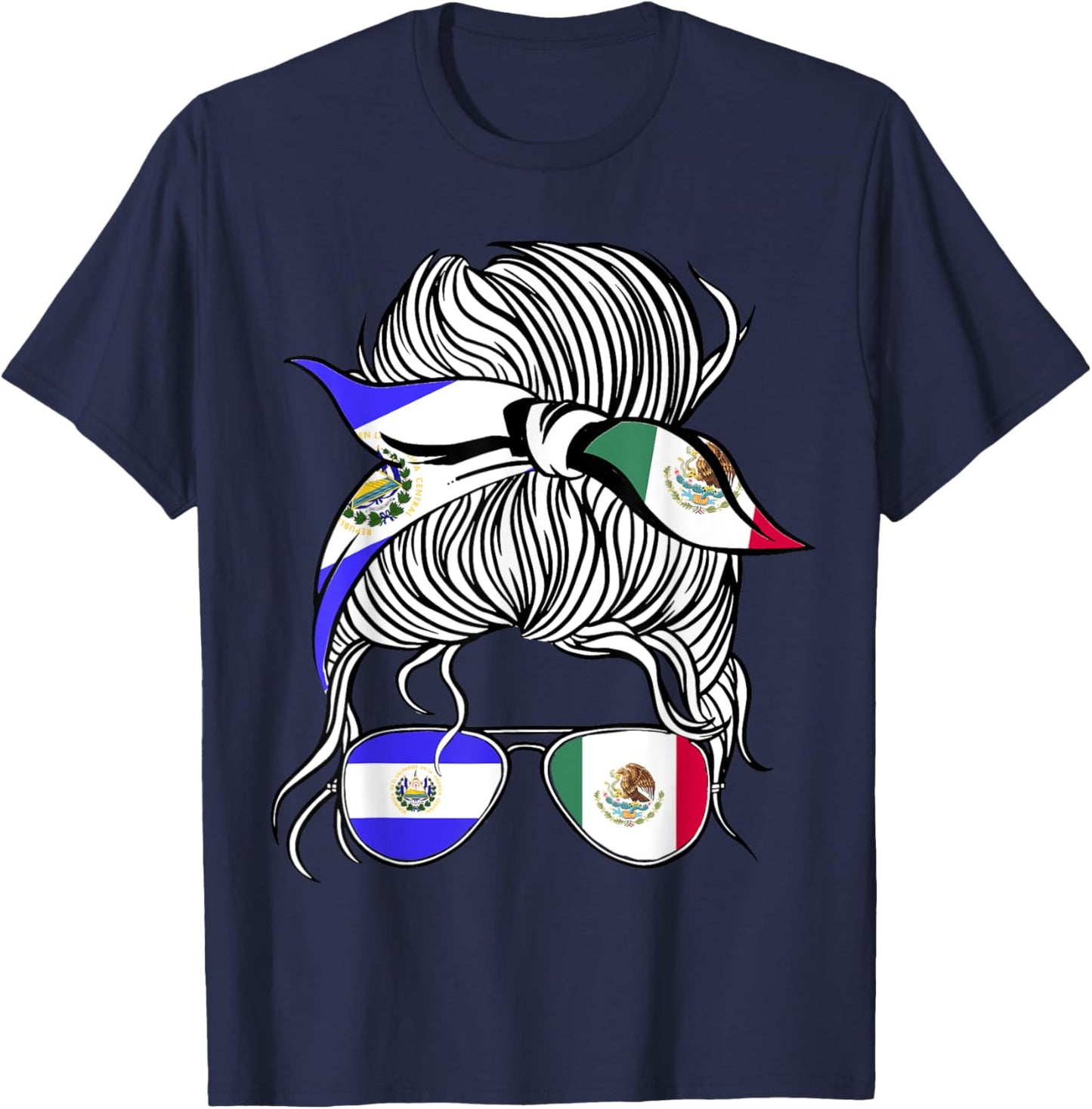 El Salvador Flag Mexico Grown Women Girl Country T-Shirt - T-Shirt | Navy