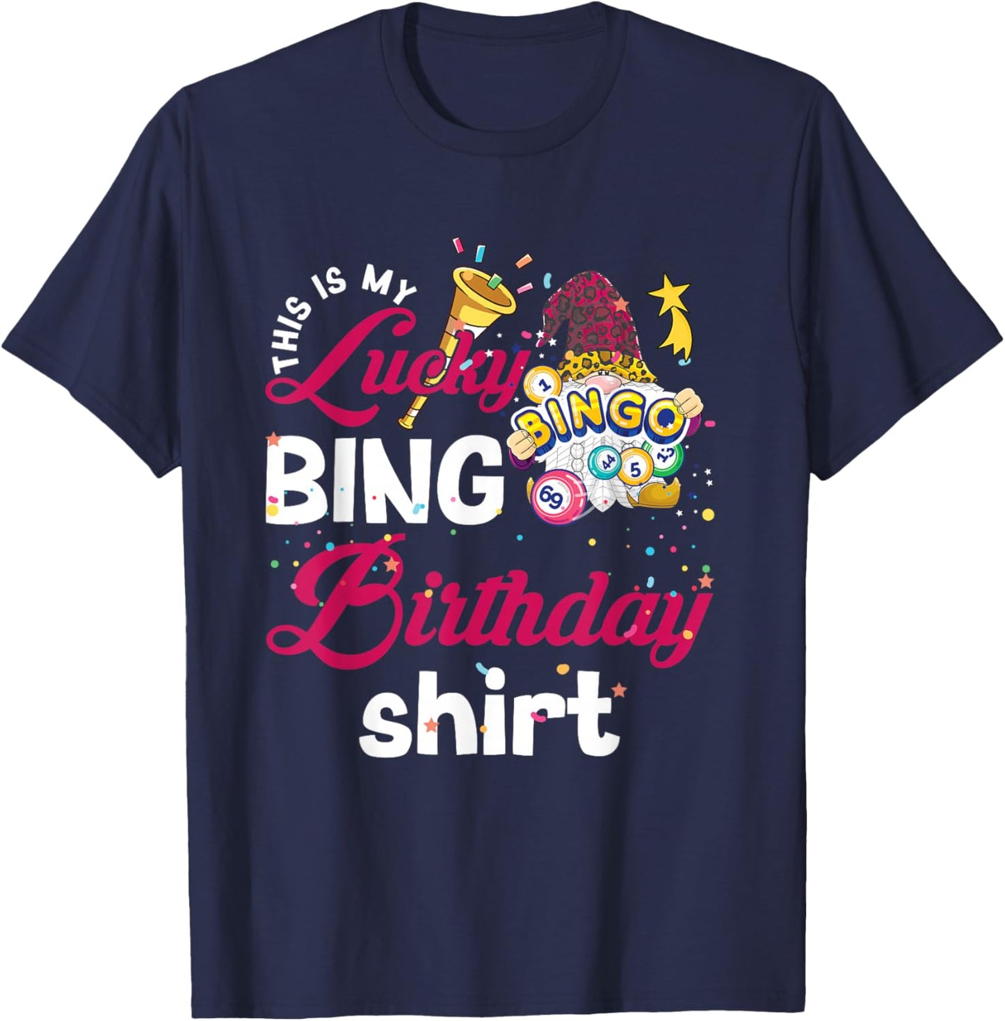 This is My Lucky Bingo Birthday Shirt Peace Love Bingo T-Shirt - T-Shirt | Navy
