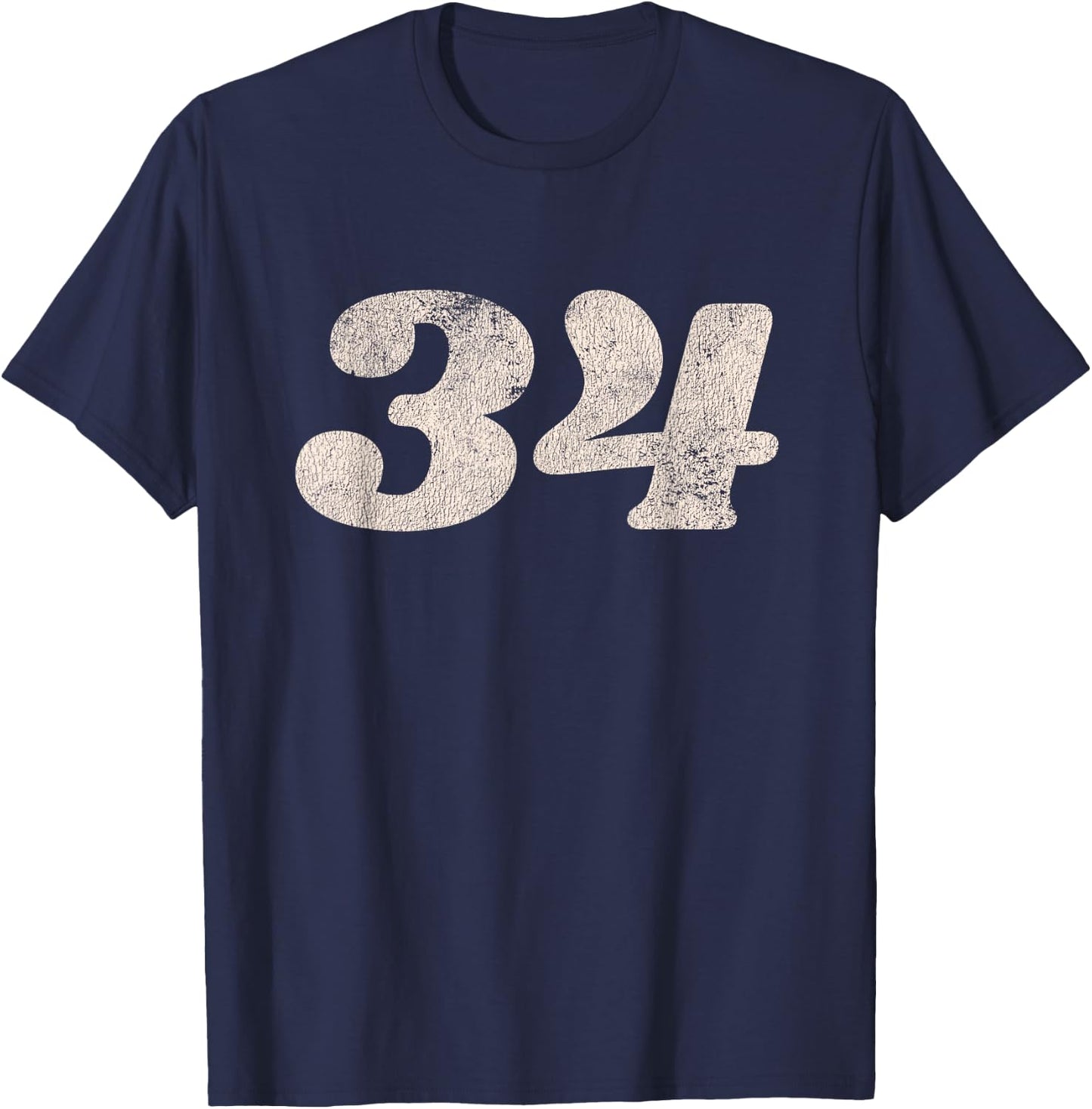 Number 34 (thirty-four) Retro Motorcycle Racing T-Shirt - T-Shirt | Navy