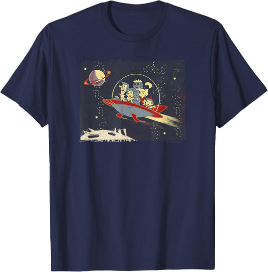 WB100 The Jetsons Retro Pop Vintage Future Group Panel T-Shirt - T-Shirt | Navy